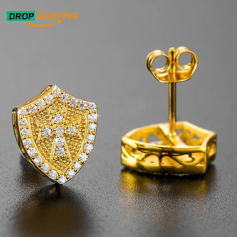 Dropshipping Real 925 Sterling Silver Pass Diamond Tester VVS Moissanite Guard Shield Stud Earrings With GRA Certificate