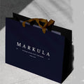 Luxury Gift Bags Sacola De Papel Custom Logo Dark Blue Flower Bolsa Saco Cardboard Retail Paper Bag
