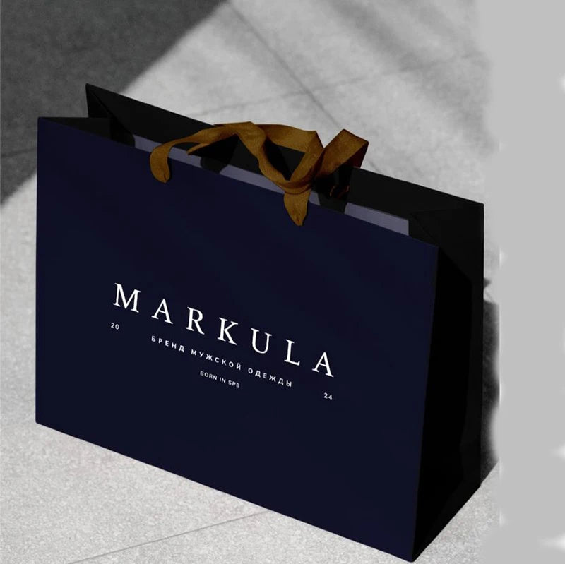 Luxury Gift Bags Sacola De Papel Custom Logo Dark Blue Flower Bolsa Saco Cardboard Retail Paper Bag