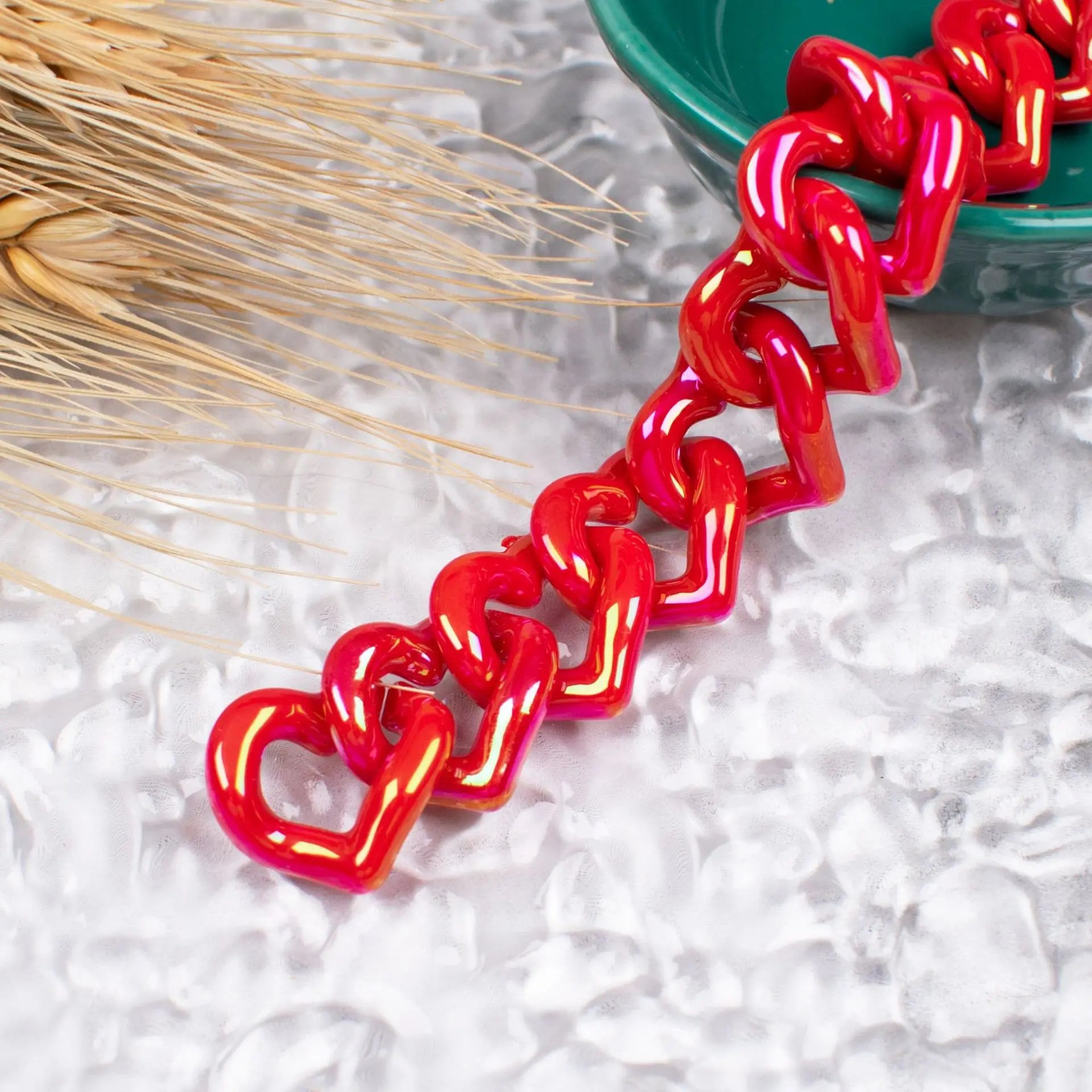 Jewelry Accessories Diy Chain Heart Shape Acrylic Lucite Plastic Material Hand Made Charms Mix Color Jewelry Making Bracelet