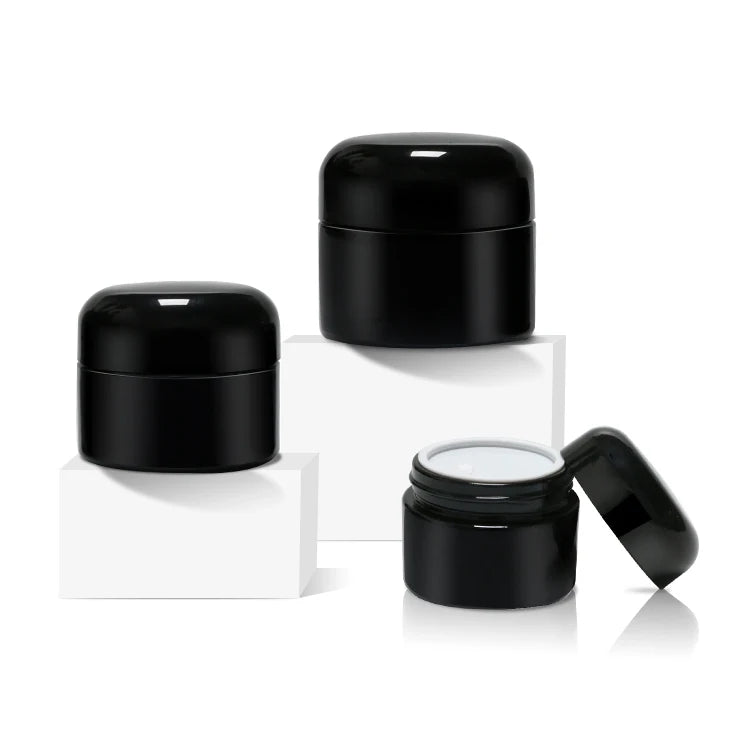 20g/30g/50g Black Glass Jars Empty Glass Cosmetic Jars Face Cream Jar With Lids