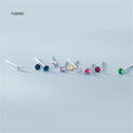 FUAMAY Luxury Colorful Crystal Earrings Studs Rhinestone Mini 2.5mm Solitaire Rhinestone Earrings