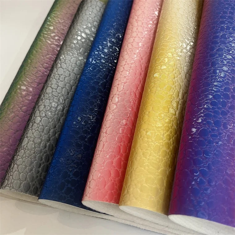 3D Bubble Iridescent Color Change Laminated Laser Holographic Vegan PU Leather Waterproof for Handbag Luggage Garment Sofa Use