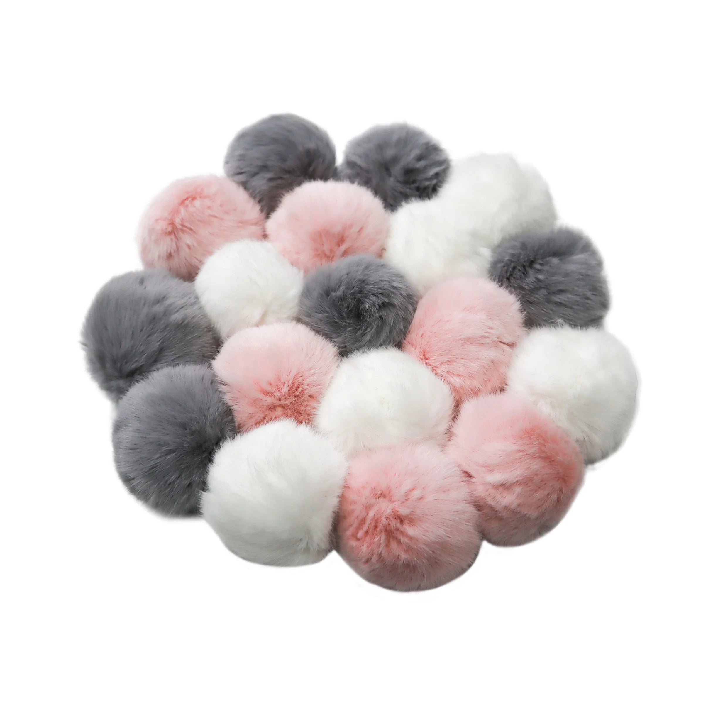 Wholesale 7cm  pink Faux Fur Pom Poms Rabbit Fur Pompom Balls for Keychain Clothes Shoes Decorations