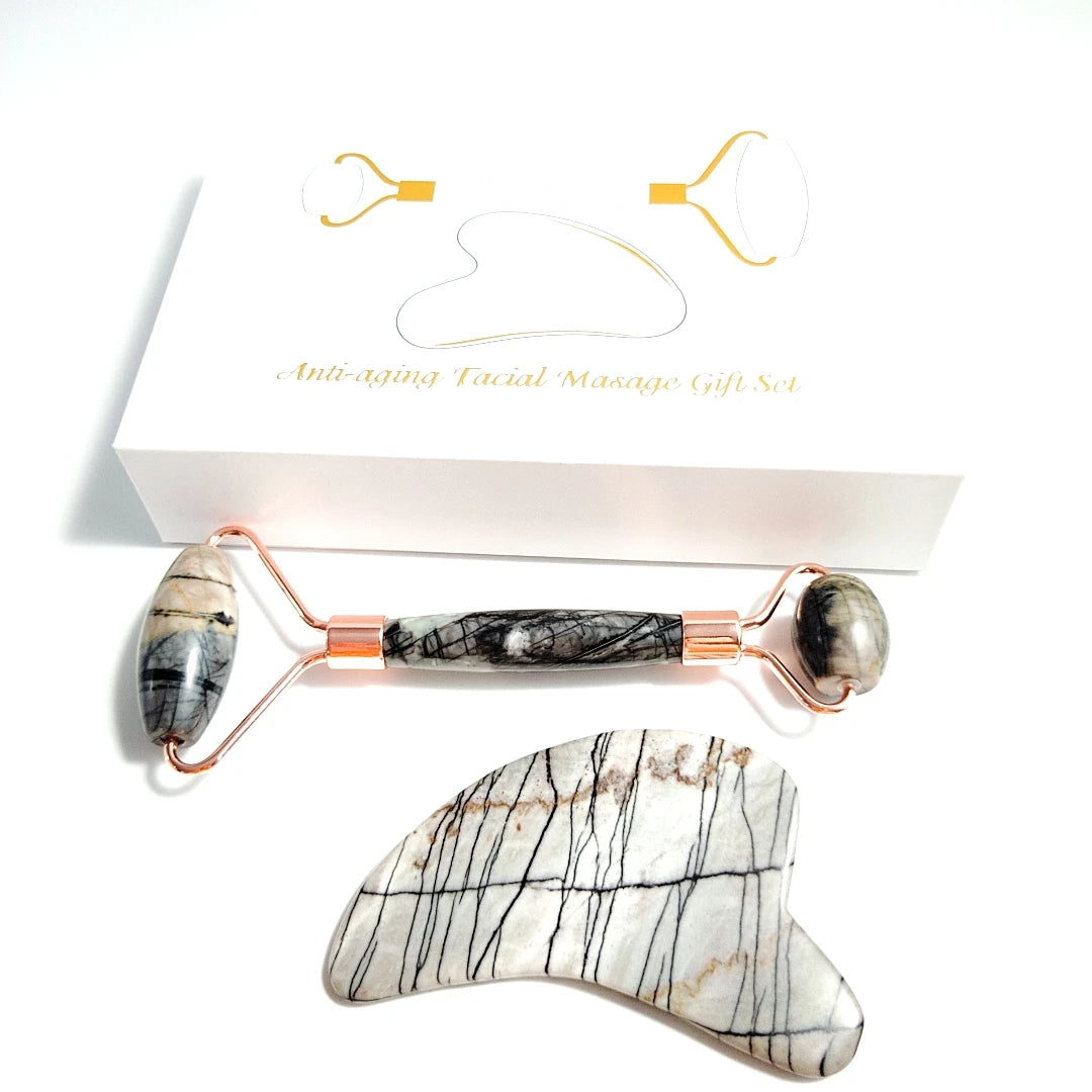 Diy Gua Sha Scraping Tool Picasso Jasper Jade Roller for Face Massage Facial Jade Roller in Stock Body Massager