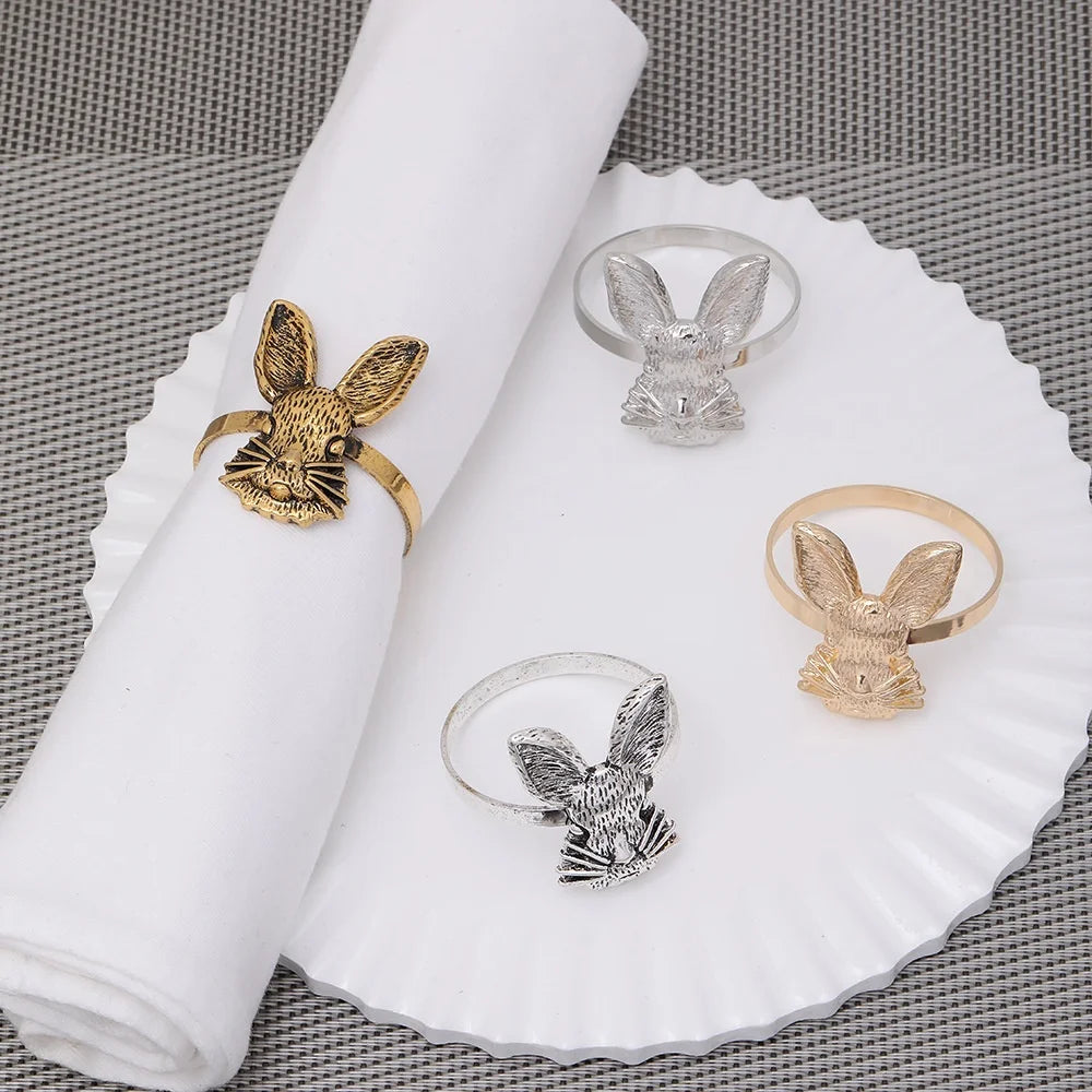 Wholesale Easter Bunny Napkins Napkins Rings Holiday Restaurant Metal Napkins Rings