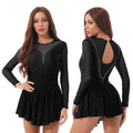 Women Adult Lyrical Dance Dress Modern Contemporary Costume Sequins Mesh Figure Ice Skating Dress