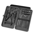 Focstar Black Color Stainless Steel Manicure & Pedicure Set 7/10/12/16/18 Pieces Nail Tools Kit