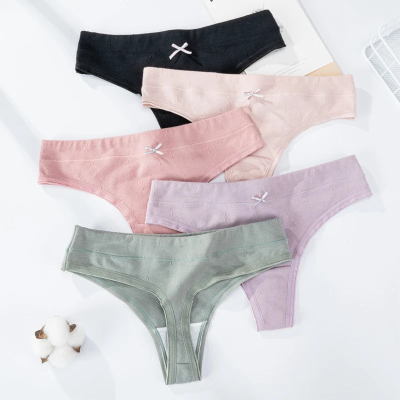 Low Waist Solid Color Women's Seamless Thong Cotton T-back Women's Underwear