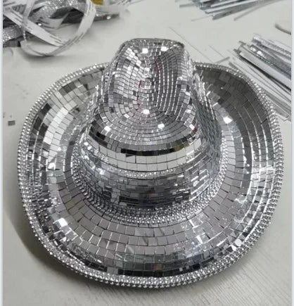 Birthday & Bachelorette Party Fabulous Light up Glass Mirror Ball Beyonce Disco Cowgirl/Cowboy Hat