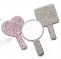 Customized Pocket Mirror Luxury Rhinestone Mirror Hand-held Makeup Mirror Foldable Portable Metal Silver Plastic Round Oppbag