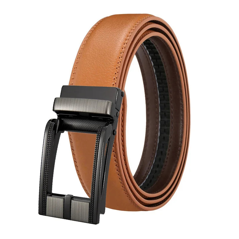 3.1CM Click Buckle Belt Men's Automatic Belt for Male Genuine Leather Belts Waistband Custom LOGO LQbelt Factory