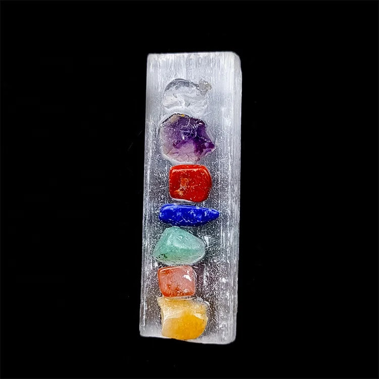 Quartz Rough Ornament Selenite Plate Crystal Seven-color Gem Chakra Energy Home Decoration Healing 7 Chakra Natural Love 10 Pcs