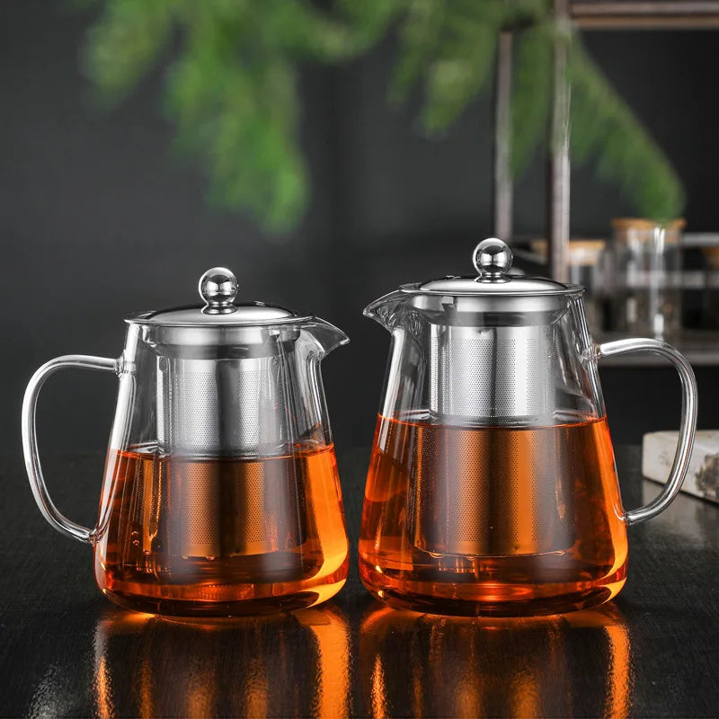450ml/700ml/900ml Handcrafted Glass Teapot with Removable Infuser Stovetop Safe Large Tea Pot and Coffee Brewer for Home Use