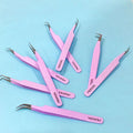 VEYES Private Label L-Shape Fiber Tip Tweezers 45 90 Degree Stainless Steel Eyelash Extension Tweezers for Volume Lash