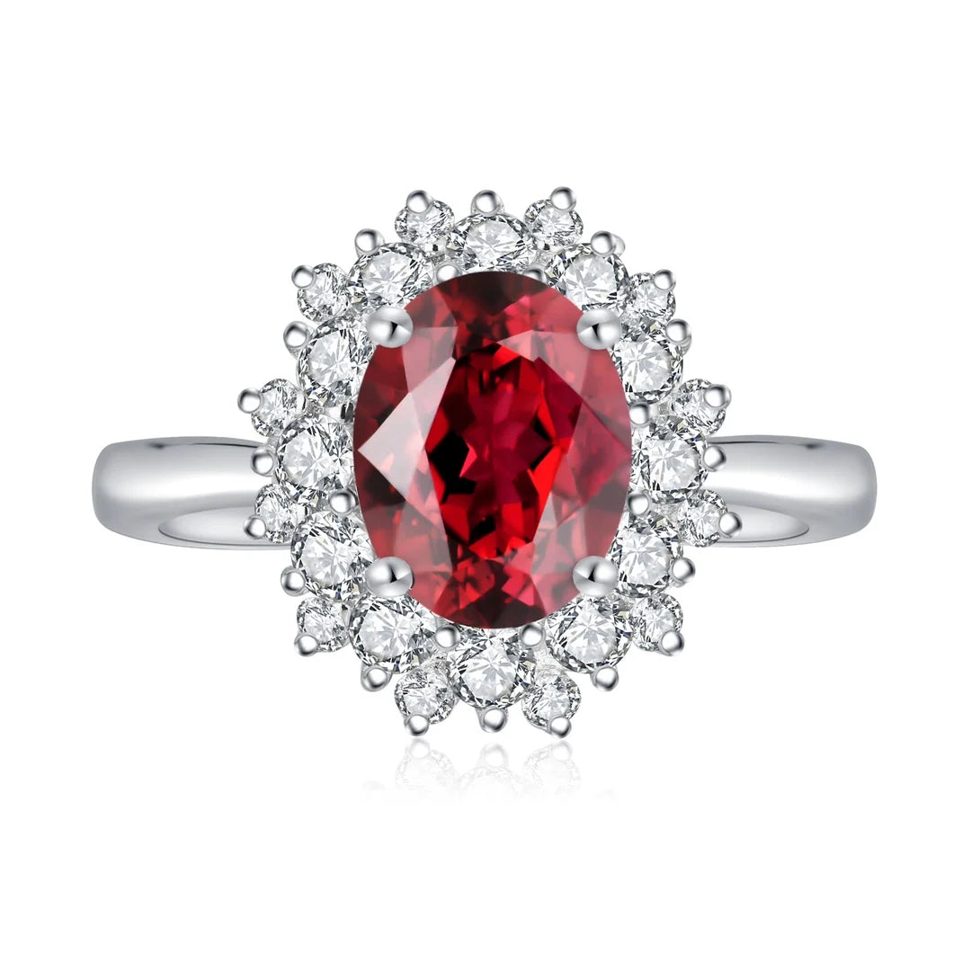 Light Luxury Classic Jewelry S925 Silver Lab Growth Ruby Gemstone Ring Simple Versatile Design Christmas Gift