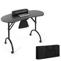 Portable Nail Table Manicure Table Black Folding Nail Table with Exhaust Nail Desk Beauty Salon