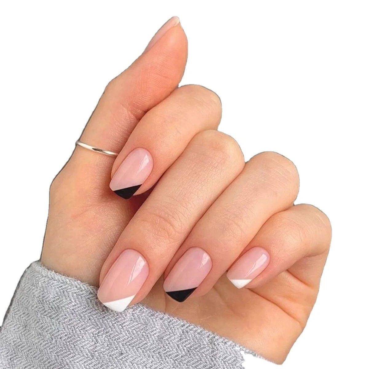 Reusable Fake Press on Nails Finger Nails Full Cover False Wearable Nail Tips French Artificial Fingernails