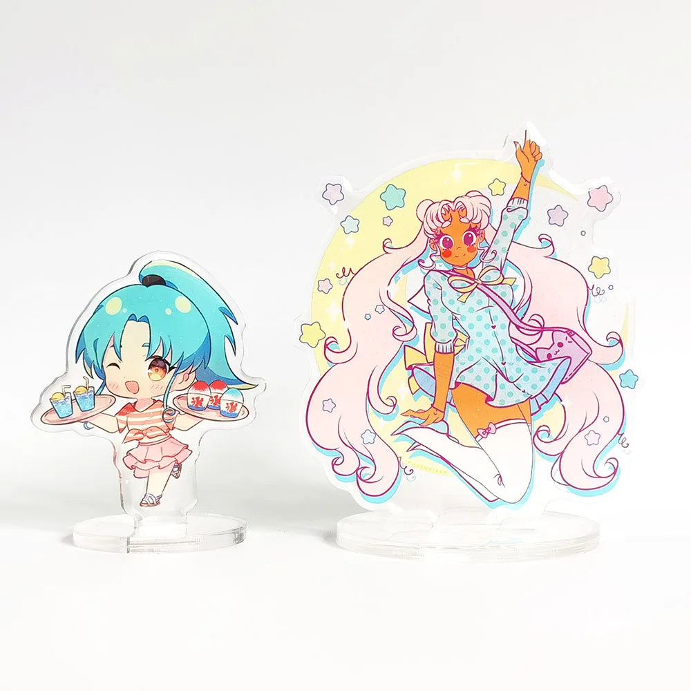 Kuien Wholesale Cusrom Printed Acrylic Double Side Epoxy Plastic Stand Cartoon Anime Acrylic Resin Standee Charms