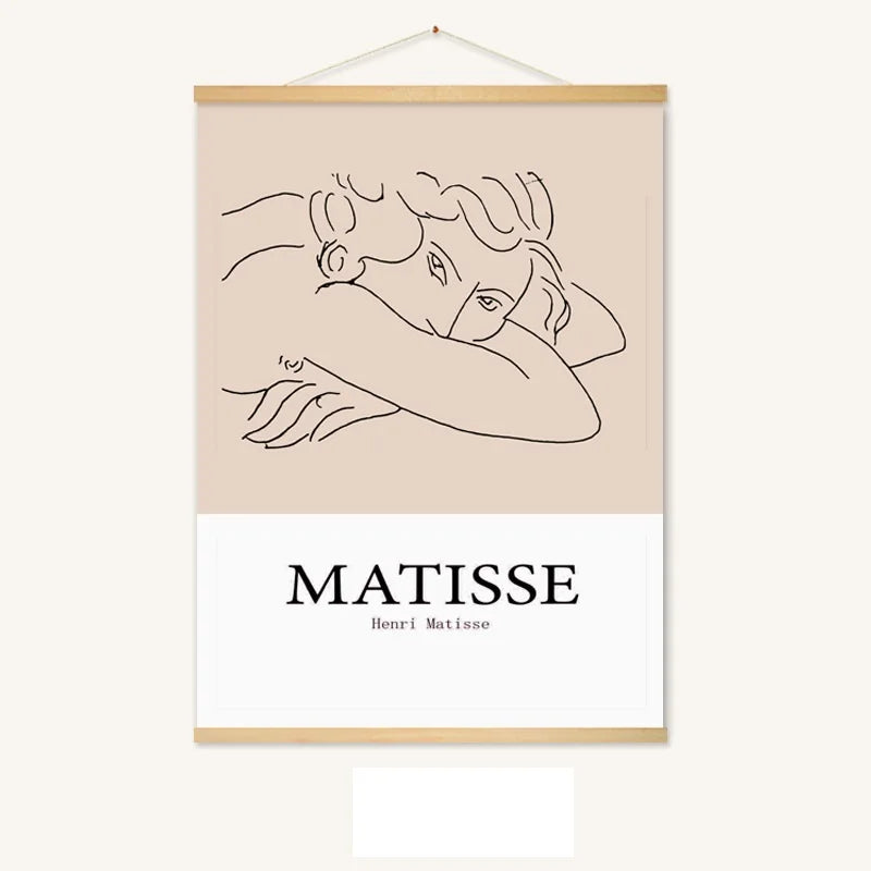 Wholesale Custom Art Canvas Print Minimal Painting Poster Wooden Frames Scroll Wall Poster Hanger