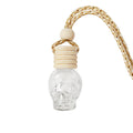 Wholesale 8ml Flat Perfume Glass Bottle Skull Head Shaped Car Perfume Diffuser with Hanging Rope Crystal Aromatherapy Bottle