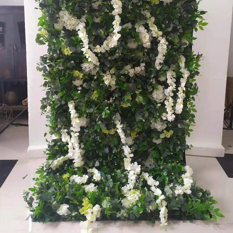 V625 Artificial Flower Green Leaves Plant 3D Wall Backdrop Wedding Photo Backdrop Flower Wall for Online Celebrity Photography