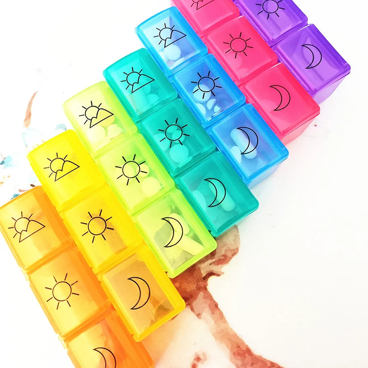 Uplus UP-PB09 Easy Open PP Pastillero Vitamin Pill Case Dispenser 7 Compartment Plastic Medicine Box Container