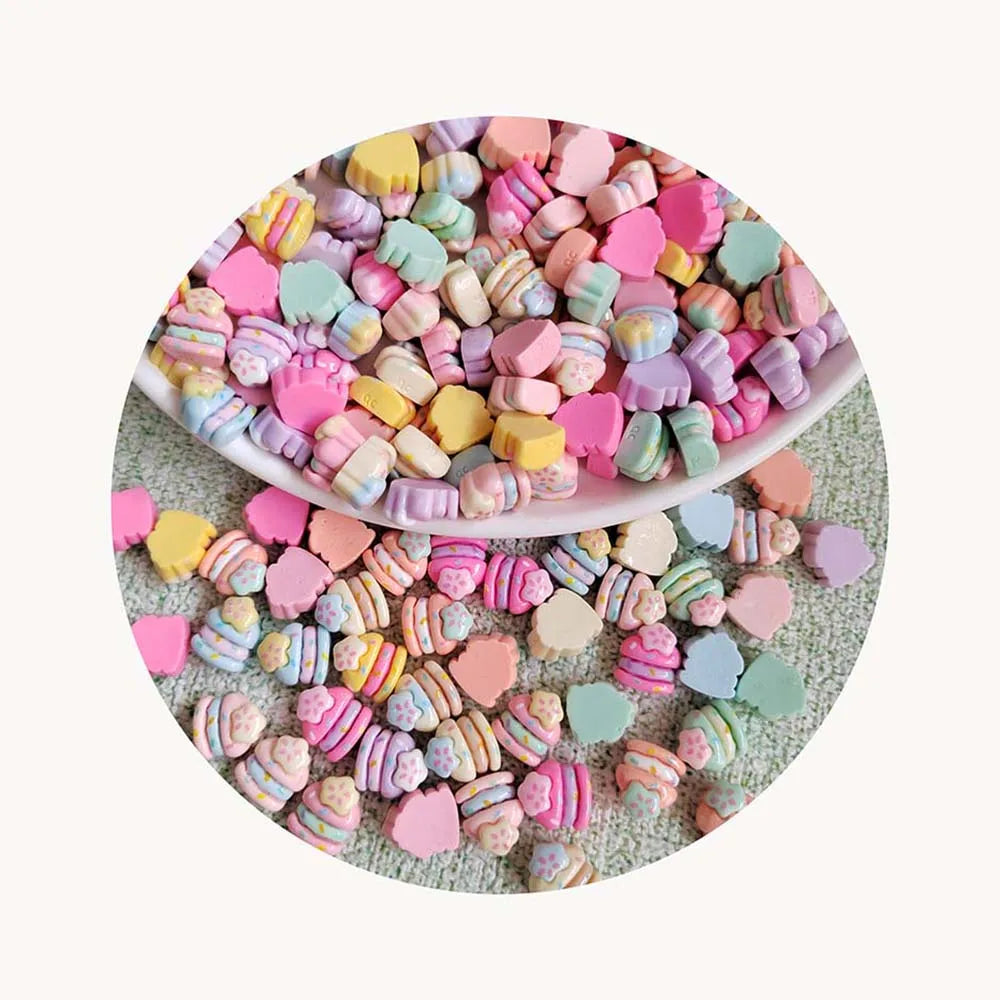 100PCS 10mm Resin Ice Cream Cake Flatback Cabochon Scrapbook Food Embellishment DIY Slime Charms Earring Crafts Jewelry Making