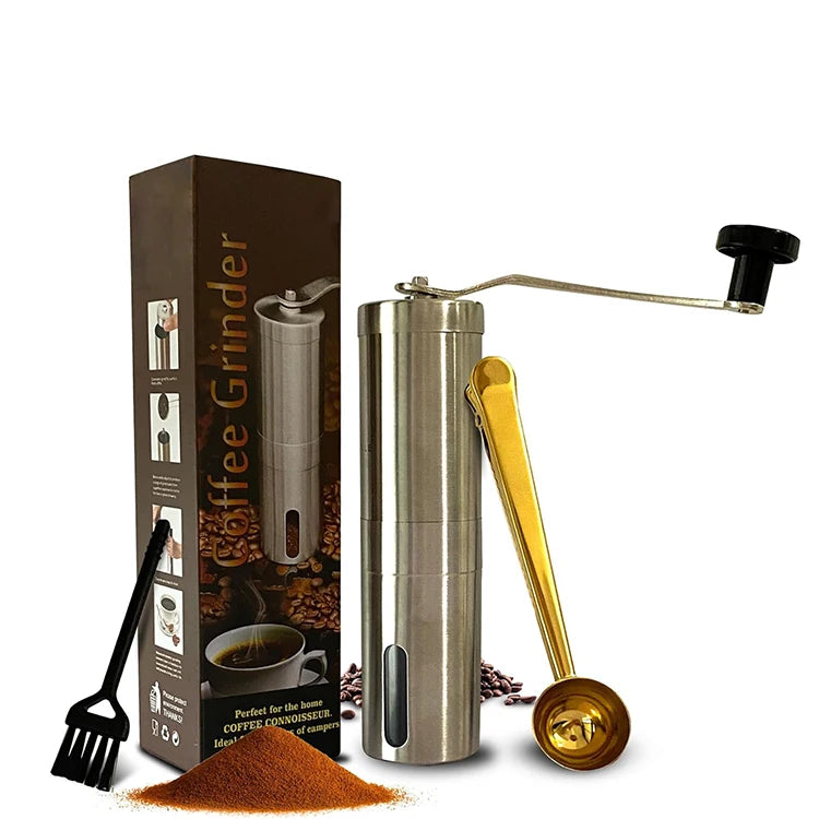 Hot Sale Manual Conical Burr Mill & Brushed Stainless Steel Whole Bean Burr Coffee Grinder MegaBDM