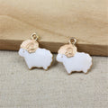 Cartoon White Enamel Sheep Charm Pendants for DIY Earring Bracelet Necklace Jewelry Findings
