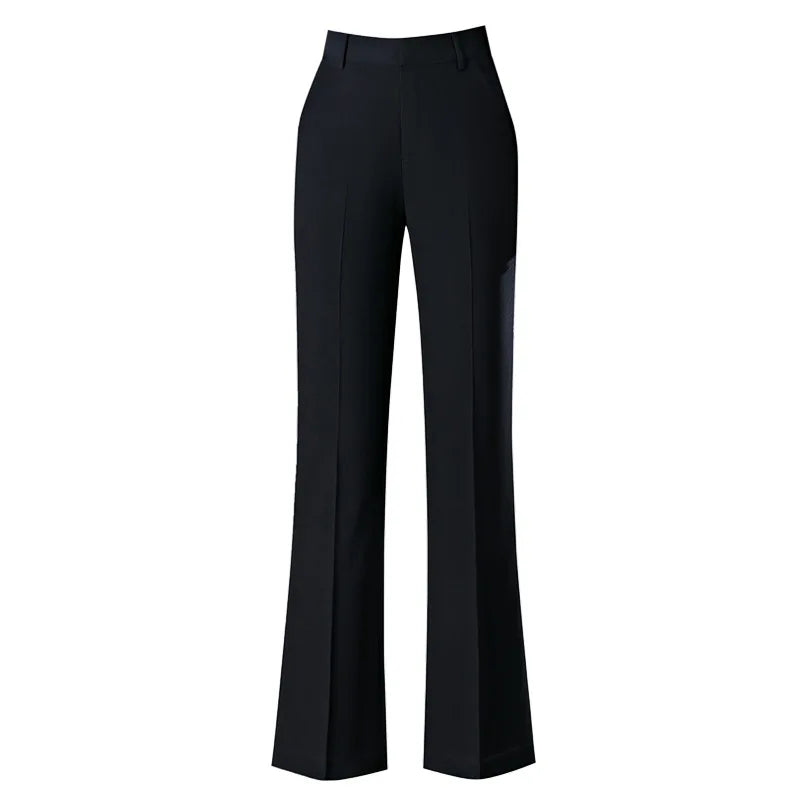 2024 New Micro Flare Trousers Plus Size Women Casual Straight High Waist Pants Simple Office Ladies Formal Pants