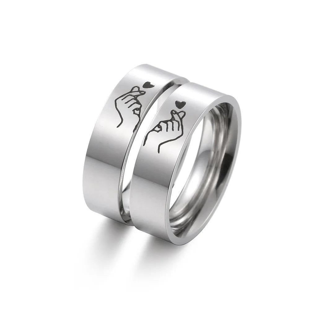 Wholesale Couples Rings Protect Your Girlfriend Wedding Ring Stainless Steel Couple Rings With Laser Logo for Lover