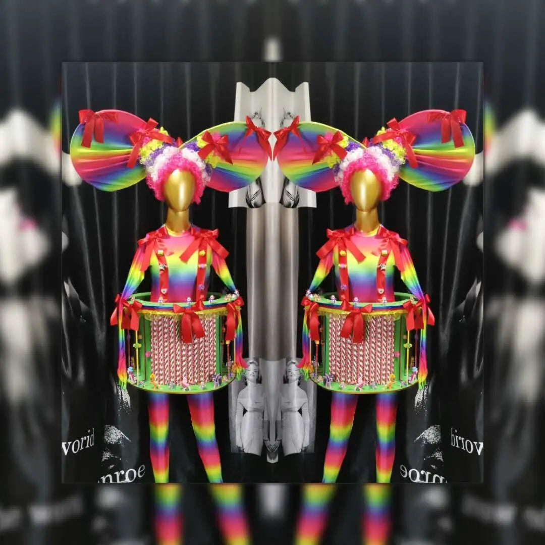 Clown Cosplay Costume Fluorescent Color Trojan Suit bar Gogo Costumes Nightclub Holiday Party Ds Wear