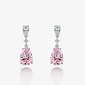 Luxury Drop Shape 5A Grade Pink Pear Shaped Cubic Zirconia 925 Sterling Silver Drop Earrings
