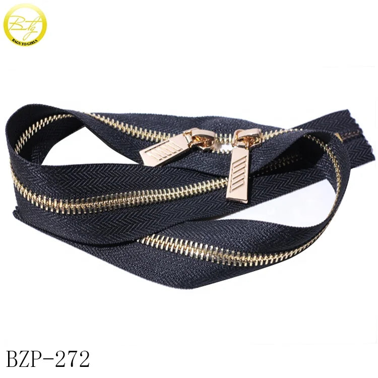 Custom Made Various Color Metal Long Zipper Backpack Accessories Gold Zipper Teeth for Coat and Bags