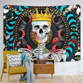 Skull Decoration Tapestry Wall Hanging Trippy Abstract Psychedelic Moon Mushroom Wall Tapestry for Bedrooms Large Print Blanket