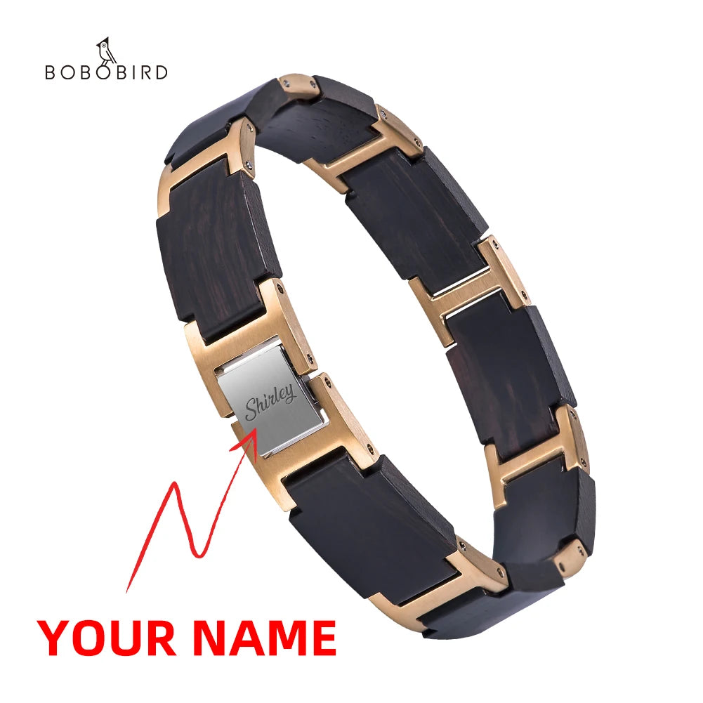 BOBO BIRD New Arrival Wholesale Charm Custom Gold Plated Wood Bracelet Bangles for Anniversary