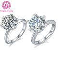 5ct Moissanite Ring Silver 925 with White Gold Plated Round White D Color VVS Moissanite Eternity Ring for Wedding Engagement