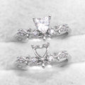 Sterling Silver 5*5mm Semi Mount Heart Shape Ring Empty Frame Blank Claws Setting S925 Base Without Center Stone for DIY Inlay