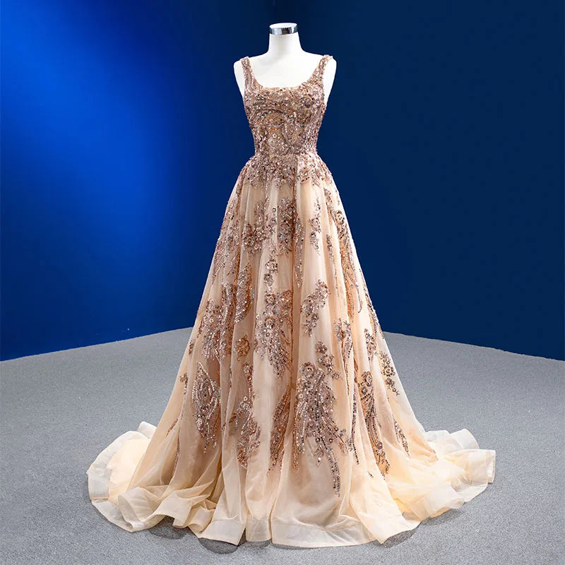 RSM222168 New Design Ladies Lace Sequin Ball Gown Elegant Off Shoulder Evening Dress