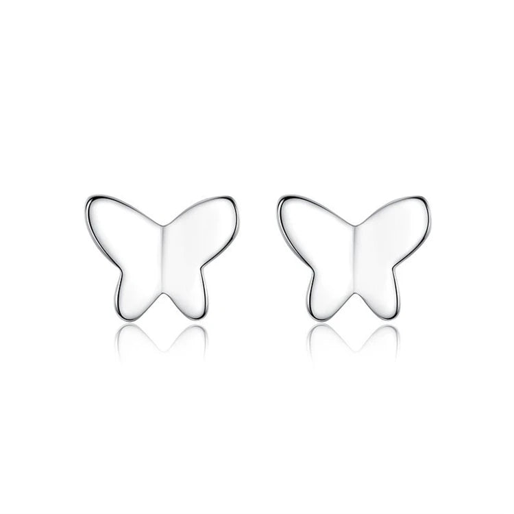 Fashion 925 Sterling Silver butterfly Glossy Women Simple Exquisite Tiny Stud Earrings
