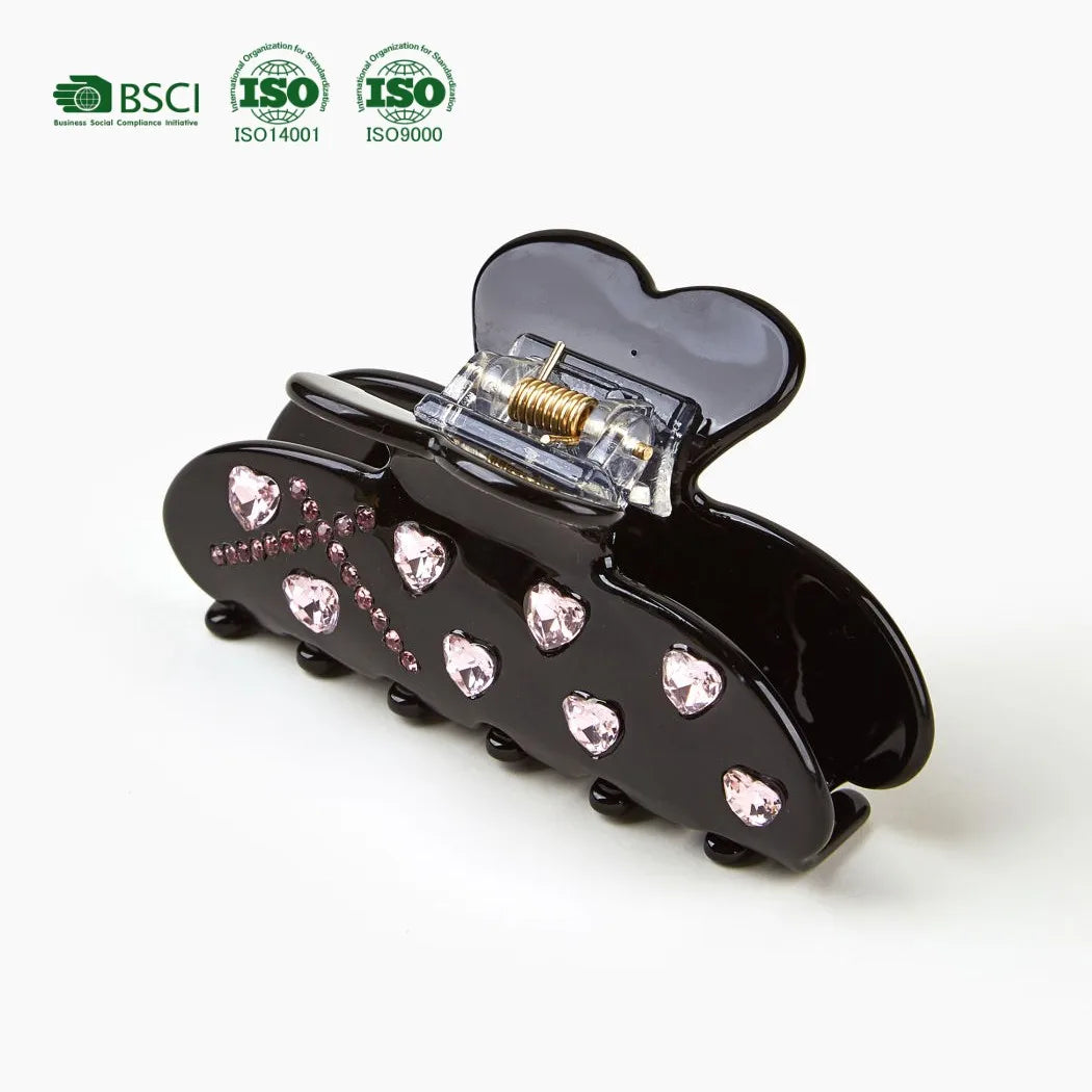 BSCI Factory YHJ Wholesale Custom Hair Accessories Women 9cm Large Rhinestone Acetate Claw Clips Hair Clips Hair Claw