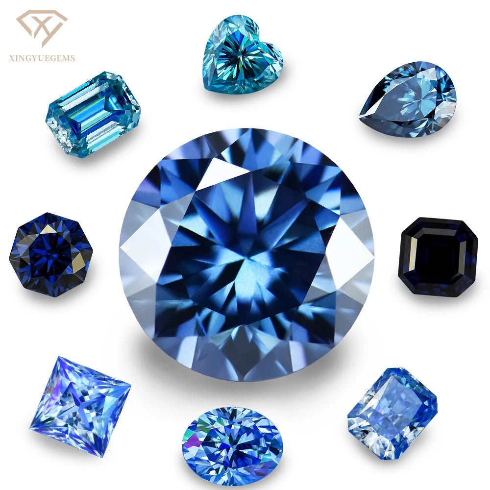 Klein Blue Sky Blue Moissanite Loose Stone Lab Diamond Gems VVS1 Round Shape With GRA Cartificate for  Making Iced Out Watch