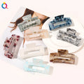 QIYUE Rectangle Acrylic Pearl Big Hair Claw Clip for Women Thick Long Hair Women's Hair Accessories