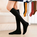 Wholesale Black White Solid School Uniform Calf Socks Women Girl Cozy Cotton Knee Length Socks