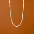 D8722 2021 Real Sterling Silver Dainty Necklaces 2mm Natural Freshwater Tiny Rice Pearl Stackable Necklace Trendy Jewelry