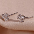 Dainty Sterling Silver Vintage Earrings for Women Clover Rhodium Plated Stud Earrings Ladies Jewelry Gift