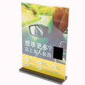 Factory Custom L Shape Transparent Acrylic Sign Holder Menu Holder with Base on Desktop