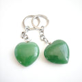 2026 Diy High fashion Handmade Natural Stone Heart Crystal Raw Stone Green Aventurine Key Chain Heart Key Chain