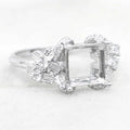 Sterling Silver 8*8mm Semi Mount Ring Square Shape Empty Frame Blank Claws Setting S925 Base Without Center Stone for Inlay DIY